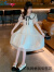 迪士尼（Disney）女童连衣裙夏装2024夏季新款中大童韩版系带洋气雪纺圆点公主裙子 米白色 120cm