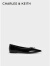 CHARLES&KEITH【SALE】金属饰时尚尖头平跟单鞋船鞋女CK1-70900471 Black Boxed黑色 37
