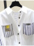 FSHE拼接条纹白色衬衫女2024春季新款韩版宽松中长款衬衣休闲上衣外套 白色条纹 3XL_135-142斤