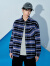 GXG奥莱 时尚格子短款大衣外套含羊毛休闲潮流 2022年冬季新款 蓝黑格 180/XL