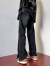 NEW OR MODE黑色牛仔裤男士秋冬季加绒加厚设计感小众拉链直筒阔腿休闲长裤子 黑色 XL