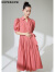 红袖气质连衣裙夏季2022新款女装泡泡袖V领收腰长裙商场同款 贝壳粉186 S