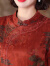 齐黛高端品牌重磅提花香云纱女装连衣裙2023女秋新中式中长款真丝旗袍 红色 4XL/140-155斤