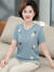 俞兆林（YUZHAOLIN） 母亲节礼物中年妈妈装夏装短袖新款洋气针织T恤休闲两件套中老年 A8HDHBT 红色上衣+黑色裤子 3XL（建议120-135斤）