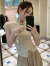 可茵（Keyin）新中式国风休闲裤女装2024年夏季新款高腰休闲阔腿裙裤子套装女潮 裙裤 XL