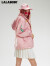 拉拉波波春季新款设计感多巴胺粉气质外套女宽松显瘦连帽风衣LBBC-WSDW12 粉红色 M