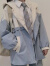 传祺威登2024春秋外套女学生韩版宽松小个子学院风工装BF双层风衣夹克 蓝白色加绒加厚 S 70-90斤