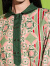 达衣岩时尚知性优雅2023年春新品摩洛哥撞色条纹印花收腰连衣裙女 初荷绿 XL