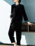 羊百吉（YANGBAIJI）妈妈春装2024新款高贵套装时尚洋气中老年女50岁60外套两件套春秋 黑色 XL建议85-100斤