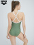 阿瑞娜（arena）2023女士连体泳衣专业运动训练三角抗氯泳装遮肚显瘦 橄榄绿色（OLV） L(165/85)