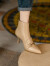 莫琳蔓品牌2022年春秋冬季新款细跟尖头踝靴女士复古高跟短靴加绒保暖女靴 杏色绒里 34