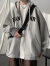 普戈斯（PUGESI）灰色开衫卫衣男2024春季新款潮牌高街vibe夹克宽松连帽情侣装外套 白色 M