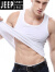 吉普（JEEP）夏天健身男士工字背心棉质弹力紧身纯色运动修身型韩版打底背心潮 黑色 XL 140斤左右穿