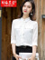 韩依索丝雪纺衬衫女新品夏季薄款五分袖职业装气质中袖衬衣百搭洋气上衣 单件黑色衬衫 S