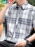 卡帝乐鳄鱼（CARTELO）2024格子衬衫男士短袖夏装休闲时尚韩版潮流衬衣夏季外穿男装上衣 878粉色 M 90-104斤