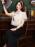 皮尔卡丹夏季衬衫女新中式国风短袖+百褶半身裙套装小个子减龄洋气两 上衣 S