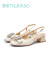 蹀愫（tigrisso）夏新款方钻珍珠白色包头时装凉鞋单鞋TA43313-14 米白色 34