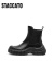 思加图冬季新款黑白琴键切尔西靴短靴烟筒靴厚底女靴ESE01DD3 陨石黑（单里） 37