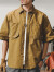 西域骆驼美式工装衬衫男短袖夏季山系户外通勤硬汉猎装衬衣外套男士褂子 咖色 3XL(180-200斤)