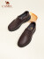 骆驼（CAMEL） 软底舒适耐磨套脚中年男士爸爸商务休闲皮鞋 GE12235379 棕色 38 
