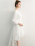 塞德勒白色晚礼服女2022新款长袖气质名媛宴会主持人小个子平时可穿 白色前短后长款 XXXL