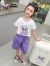 奥特曼女童夏装套装2024新款儿童库洛米衣服宝宝夏季时髦洋气运动两件套 紫色【套装无相机】 110cm