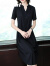 卡思彤（Cosstot）品牌女装 铜氨丝真丝连衣裙新款纯色高贵遮肚宽松短袖气质裙子夏 黑色 XL