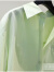 兰威费雷（LANWEIFEILEI）设计感背后开叉短款衬衣女果绿色宽松衬衫夏小清新中袖上衣 果绿色 S