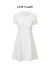 LIME FLARE莱茵福莱尔白色小香风法式圆领收腰连衣裙2024夏季新款简约A字裙 白色 M