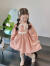 迪士尼2024春夏新款韩版女童连衣裙卡通娃娃领长袖儿童水洗棉布裙公主裙 粉色 90cm