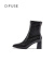 迪芙斯女靴冬季新款短靴女方头鳄鱼纹粗跟瘦瘦靴女DF34116048 鳄纹黑色（主推款短靴） 35