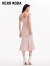 VEROMODA连衣裙2024早春新款优雅时尚方领鱼尾裙设计感纯色约会玫瑰 A17米子粉色 155/76A/XS