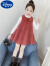 迪士尼女童套装2024春秋连衣裙新款韩版儿童加绒两件套背心裙女孩公主裙 桔色 140码(参考年龄9-10岁)(参考年龄