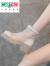 卡帝乐鳄鱼（CARTELO）白色马丁靴女夏季薄款2024年新款厚底网面镂空凉鞋透气真皮短靴子 黑色 34