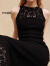 Maje2024春夏新款女装时尚优雅黑色镂空针织连衣裙长裙MFPRO02952 黑色 T42
