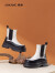 奥康官方女鞋2023冬季新款舒适厚底女士切尔西靴子套筒粗跟英伦烟筒靴 黑/白1224914045 37