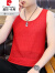 皮尔卡丹（pierre cardin）男士韩版冰丝休闲背心青年夏季修身型个性汗背心潮牌紧身运动无袖 1100红色纹 3XL 150-165斤