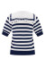 Navigare意大利小帆船女士水手条纹短袖翻领针织衫2324524508 蓝/白 L 
