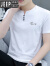 吉普（JEEP）夏季新款V领短袖t恤男修身棉质潮流韩版青年薄款半袖男冰感体恤衫 炭灰色 M