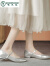 啄木鸟银色单鞋女2024年夏季新款凉鞋女款一脚蹬法式复古玛丽珍女鞋粗跟 银色 34