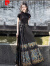 皮尔卡丹（pierre cardin）新中式国风黑色大气马面裙套装女2024新款可以穿着上班的汉服针织 黑色单裙 S