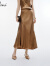 伊芙丽舒雅法式感通勤醋酸半身裙套装女装新款 咖啡金 半裙 155/80A/S