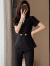 晨芙短袖西装套装女夏季薄款气质职业正装小个子前台西服美容院工作服 黑色单件外套 XL（建议110-120斤）
