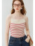 范思蓝恩23FS13360美式条纹吊带背心新款女短款无袖针织上衣 方领杏底红条 M