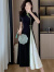 欧迪惠（Oudihui）2024年国风新中式气质旗袍连衣裙女夏季新款收腰显瘦小个子长裙子 黑色 M