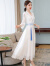 黛娜娅（Dainaya）旗袍女2024春夏新款中式女装中国风日常改良复古汉服连衣裙 2877 白色 M