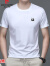 皮尔卡丹短袖t恤含桑蚕丝男士夏季新款圆领半袖印花T恤上衣中青年打底汗衫 白色 M-48-105