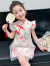 迪士尼（Disney）女童汉服连衣裙夏季新款中式国风旗袍裙女宝宝花朵洋气公主裙 图片色 100cm(100cm)