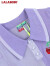 拉拉波波春季新款彩色拼色修身polo领针织短袖女LBCA-WSTM11商场同款 紫色 S