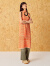 XII BASKET/ToyzY24夏新款度假风镂空条纹无袖背心针织连衣裙 配围巾 橙色 36
